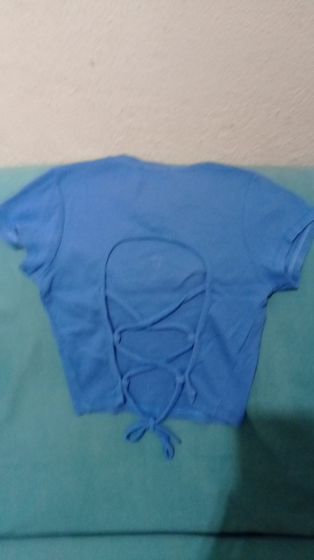 Kız Çocuk Mavi Kısa Kollu Basic Tişört - Görsel 4