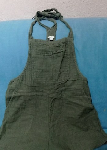 Kadın Keten Askılı Mini Tulum - Görsel 3