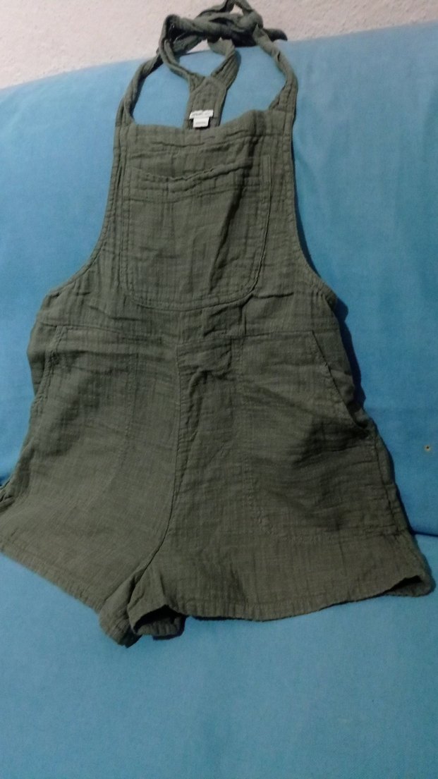 Kadın Keten Askılı Mini Tulum - Görsel 5