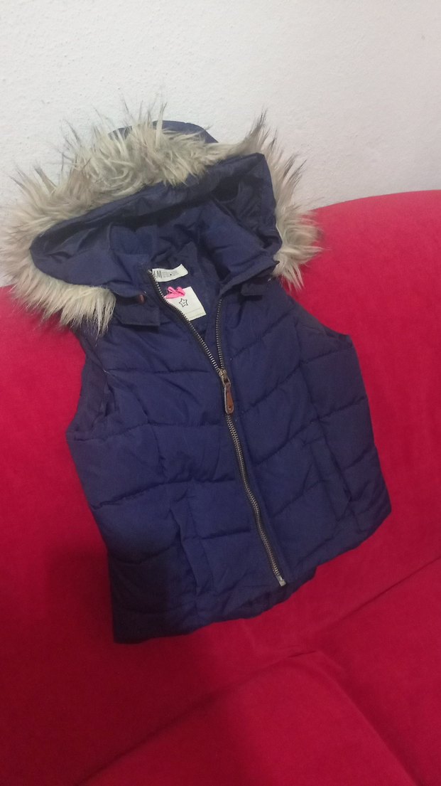 Kürklü Kapüşonlu kız Çocuk Lacivert Yelek - Görsel 4