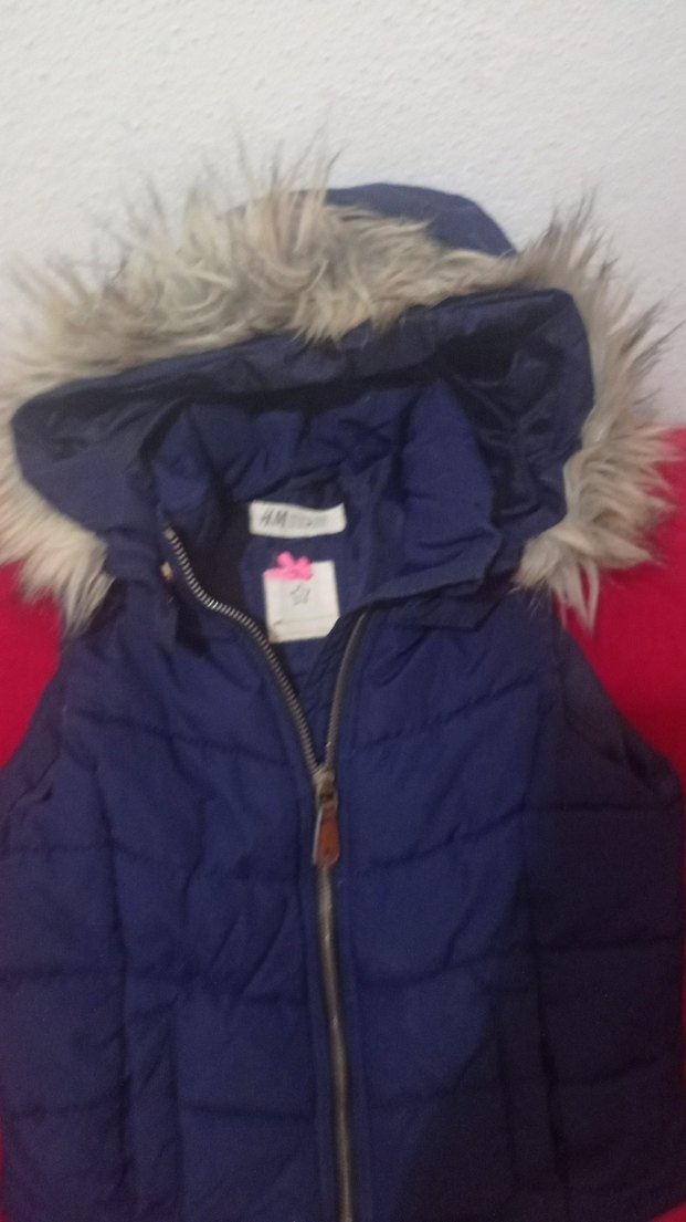 Kürklü Kapüşonlu kız Çocuk Lacivert Yelek - Görsel 2