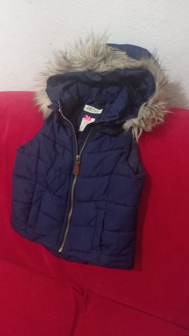 Kürklü Kapüşonlu kız Çocuk Lacivert Yelek - Görsel 3