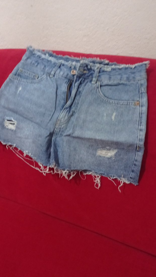 Düğmeli Mavi Kadın Kot Şort - Görsel 2