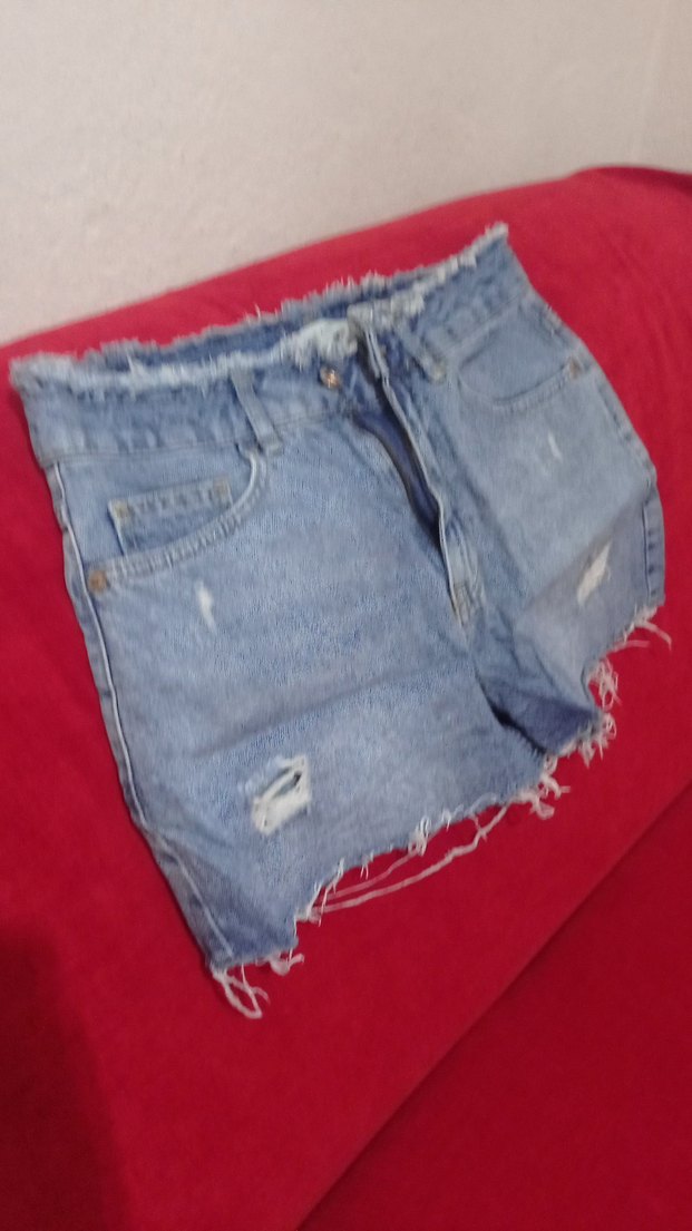 Düğmeli Mavi Kadın Kot Şort - Görsel 3