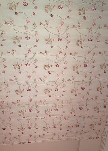 Nakışlı Pembe Pastel Tül Perde - Görsel 6