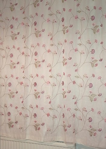 Nakışlı Pembe Pastel Tül Perde - Görsel 5