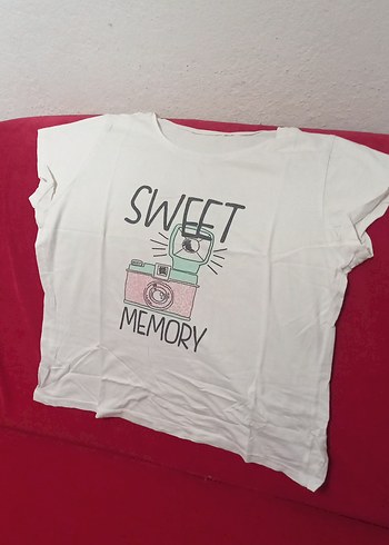 Beyaz Kız Çocuk Baskılı Kısa Kollu Tişört - Görsel 2