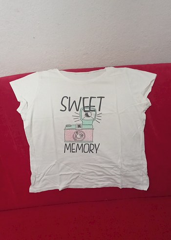 Beyaz Kız Çocuk Baskılı Kısa Kollu Tişört - Görsel 3