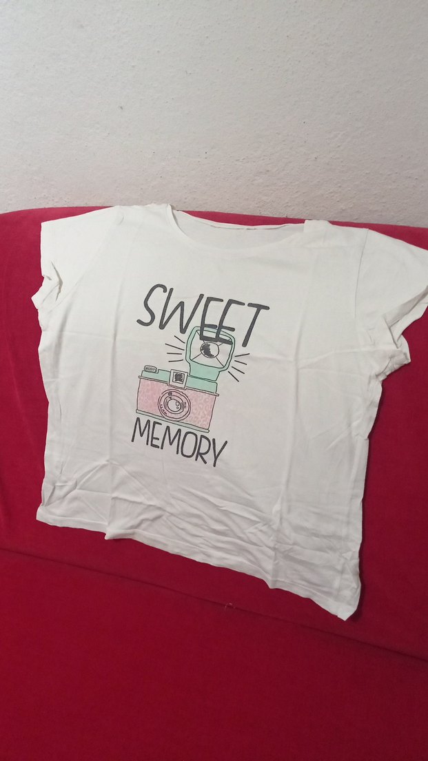 Beyaz Kız Çocuk Baskılı Kısa Kollu Tişört - Görsel 2