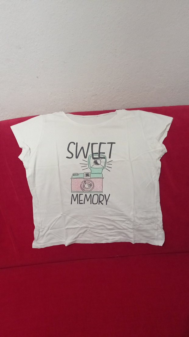 Beyaz Kız Çocuk Baskılı Kısa Kollu Tişört - Görsel 3