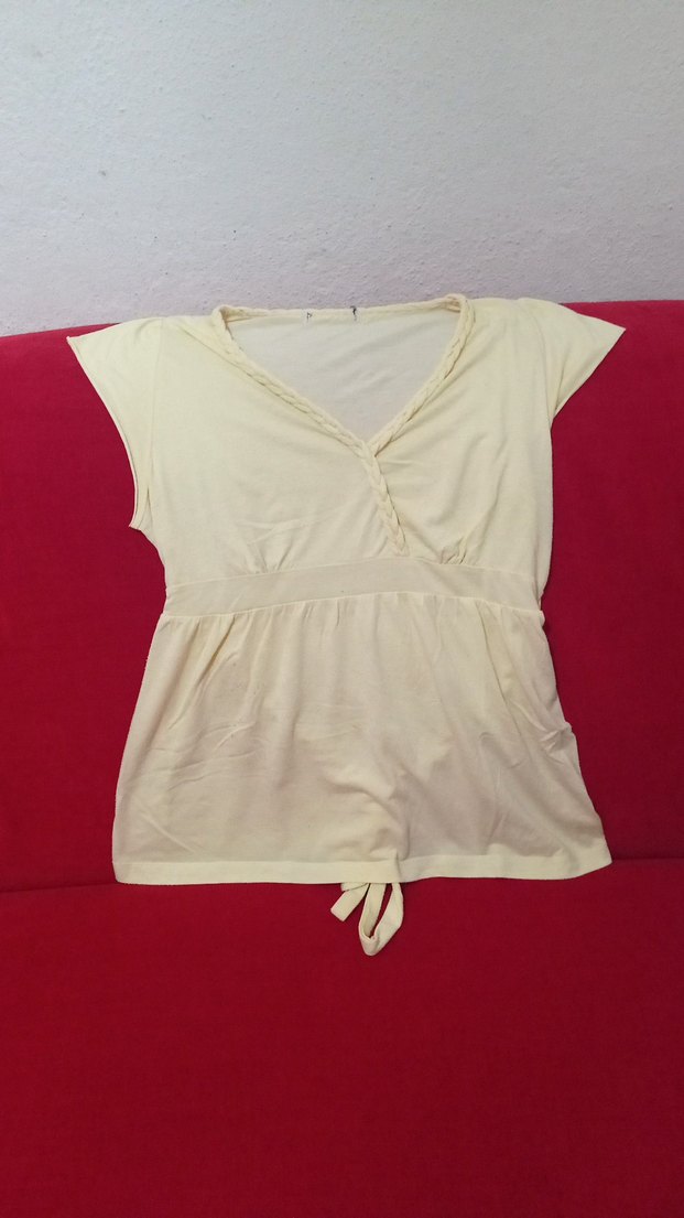 V Yaka Beyaz Hamile Tişörtü - Görsel 3