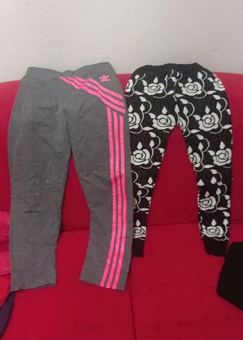 Kız Çocuk Gri Baskılı ve Çizgili Tayt - Görsel 4