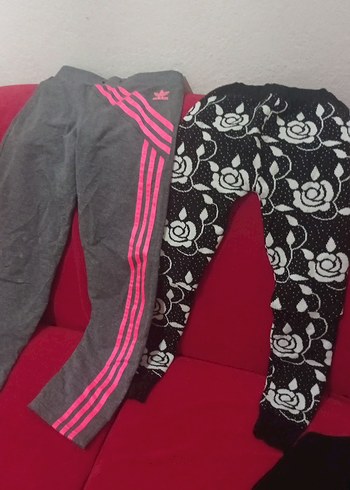 Kız Çocuk Gri Baskılı ve Çizgili Tayt - Görsel 3