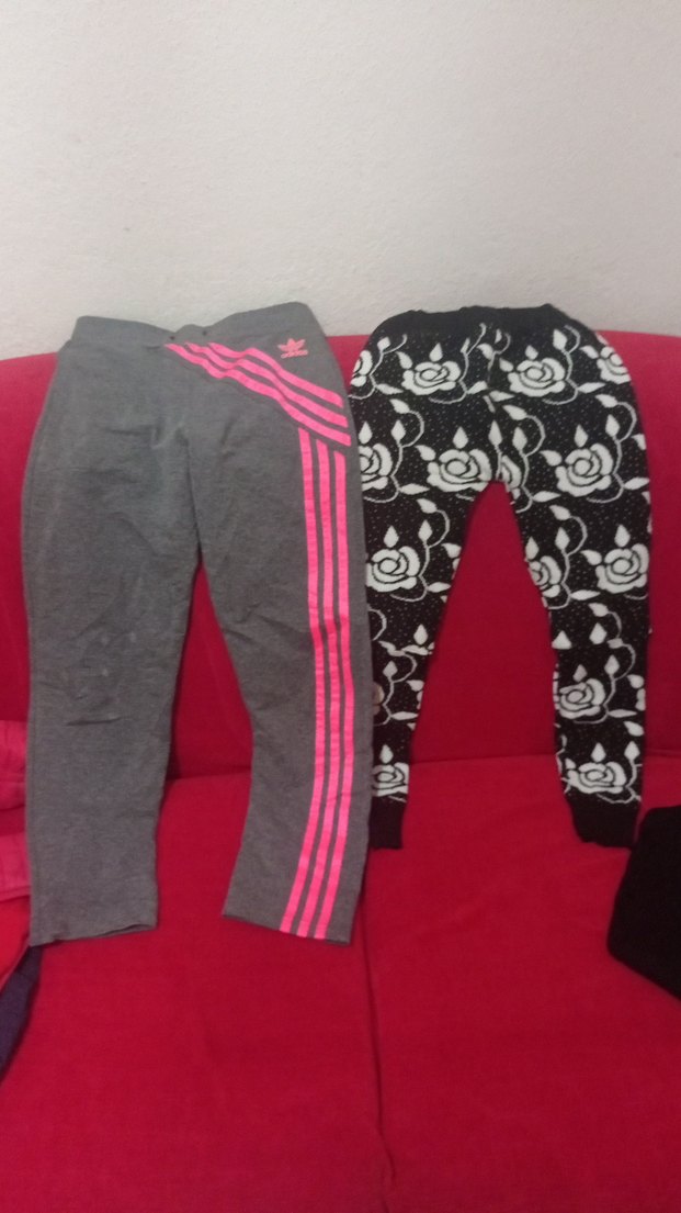 Kız Çocuk Gri Baskılı ve Çizgili Tayt - Görsel 4