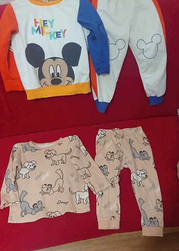 Çocuk Mickey ve Hayvan Desenli Pijama Takımları - Görsel 3
