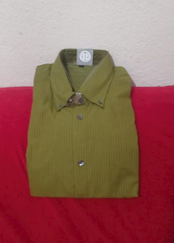 Düğmeli, Uzun Kollu Haki Erkek Gömlek - Görsel 2