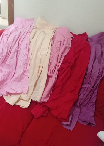 Pembe Keten Salaş Uzun Kollu Gömlek 5 tane - Görsel 2