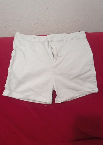 Kadın Beyaz Mini Pamuklu Şort - Görsel 3