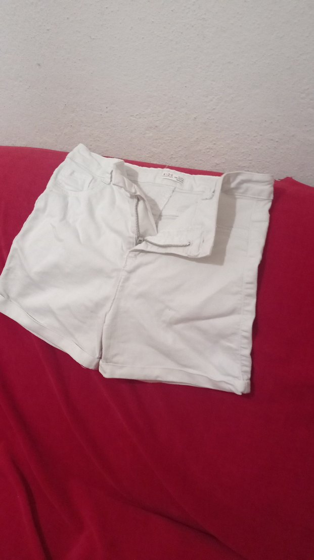 Kadın Beyaz Mini Pamuklu Şort - Görsel 5
