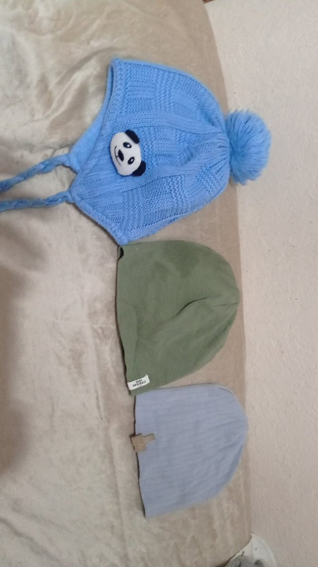 Çocuk Örgü Bere Seti - Mavi ve Gri - Görsel 2