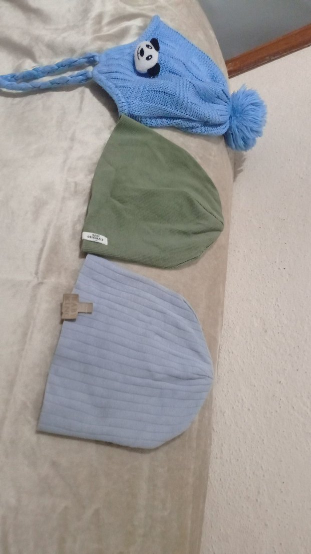 Çocuk Örgü Bere Seti - Mavi ve Gri - Görsel 3