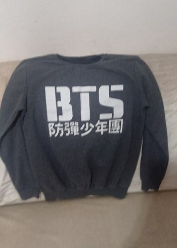 Gri BTS Baskılı Erkek Sweatshirt - Görsel 2