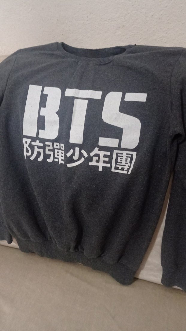 Gri BTS Baskılı Erkek Sweatshirt - Görsel 3