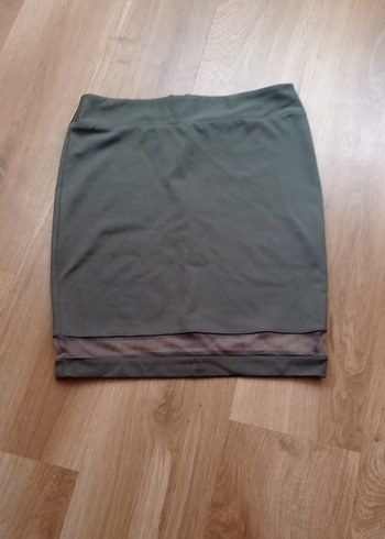 Zara Gri Midi Kadın Mini Etek