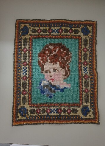 el yapımı goblen kanaviçe x nakışı vintage tablo