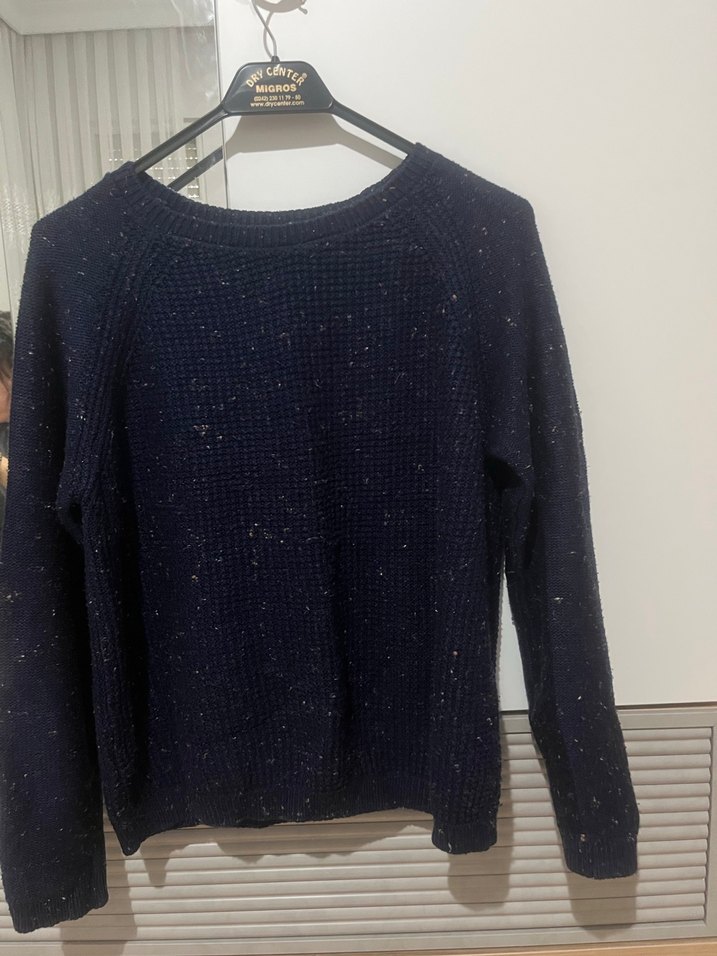 Kadın Lacivert Örgü Uzun Kollu Kazak - Görsel 2