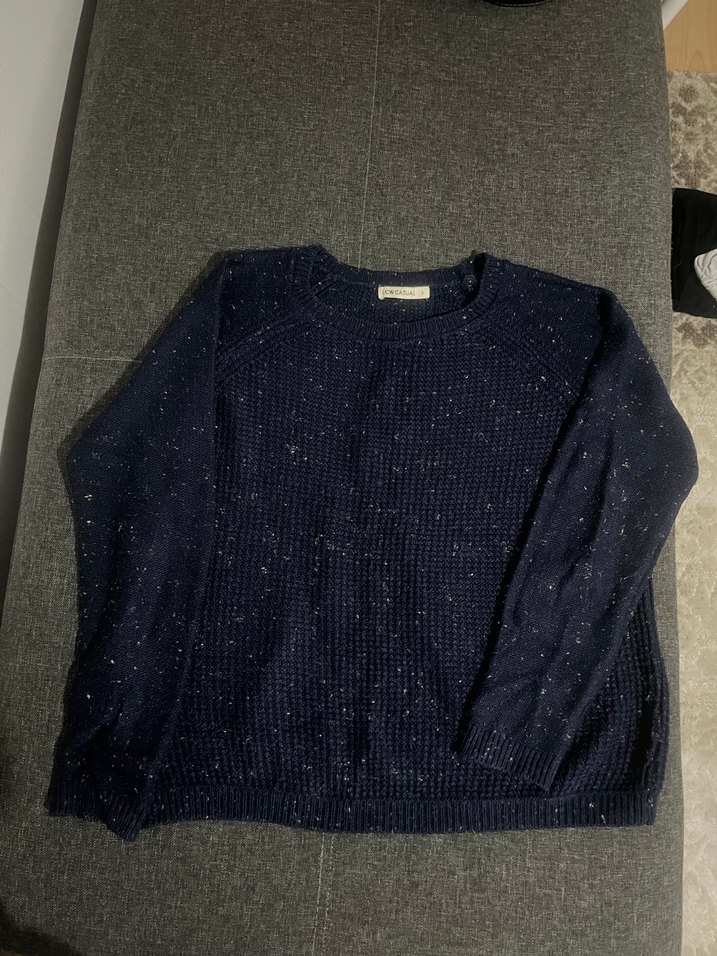 Kadın Lacivert Örgü Uzun Kollu Kazak - Görsel 3