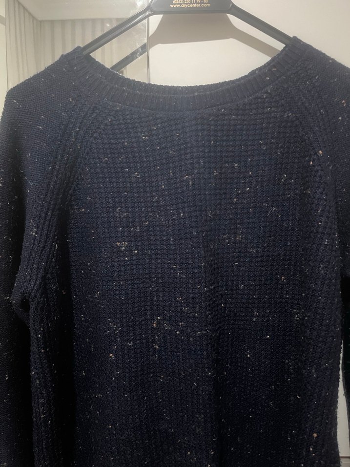 Kadın Lacivert Örgü Uzun Kollu Kazak - Görsel 4