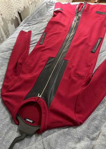 Bordo Fermuarlı Uzun Kadın kap - Görsel 3