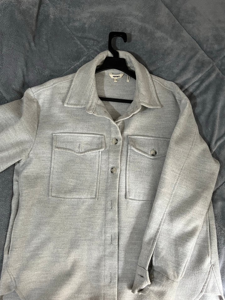 Düğmeli Gri Midi Kadın Ceket - Görsel 2