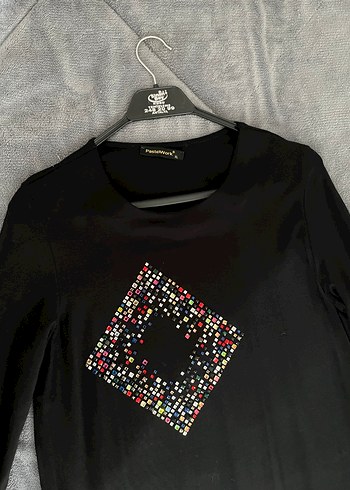 Payetli Siyah Uzun Tunik - Görsel 4