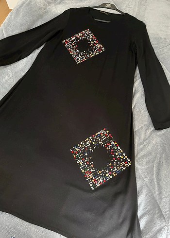 Payetli Siyah Uzun Tunik - Görsel 2