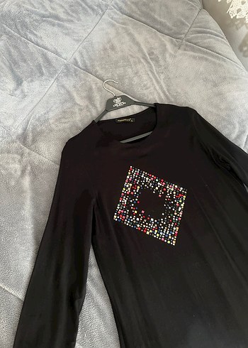 Payetli Siyah Uzun Tunik - Görsel 3