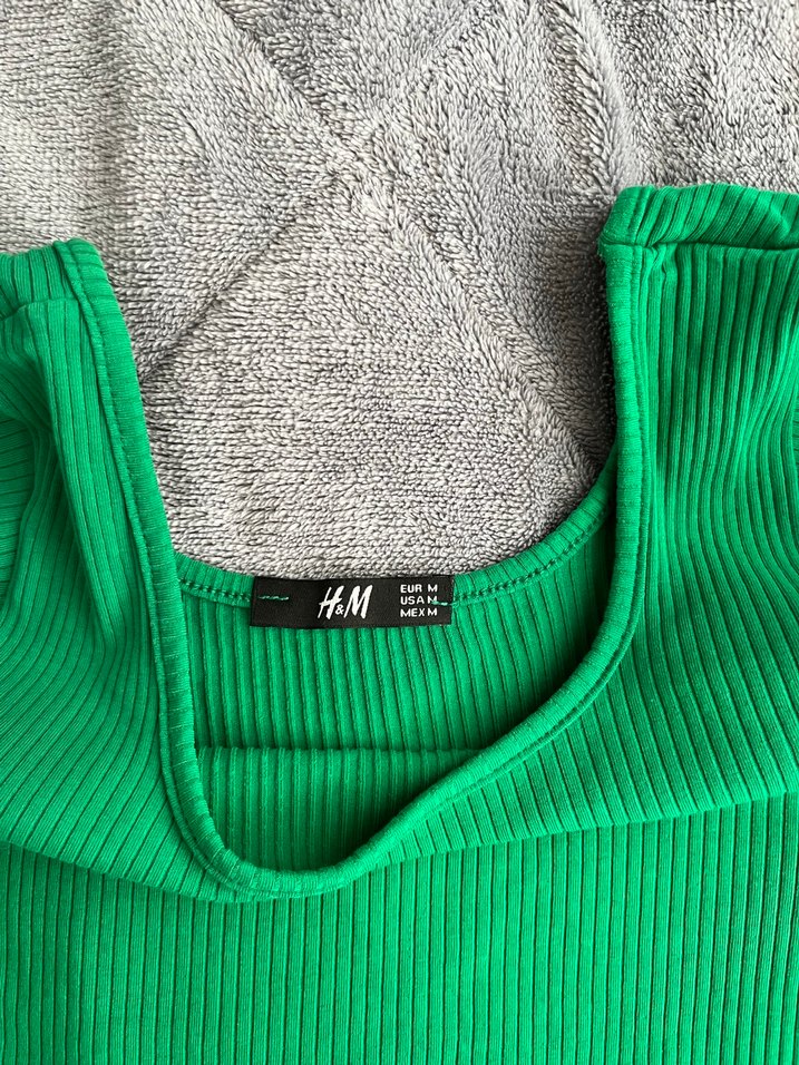 H&M Yeşil Fitilli Crop Bluz — görsel 3/4