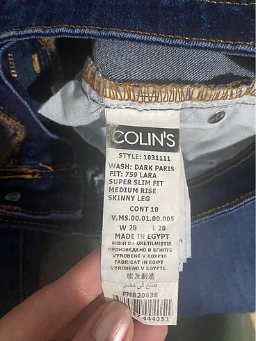 28 Beden lacivert Renk Colins jean
