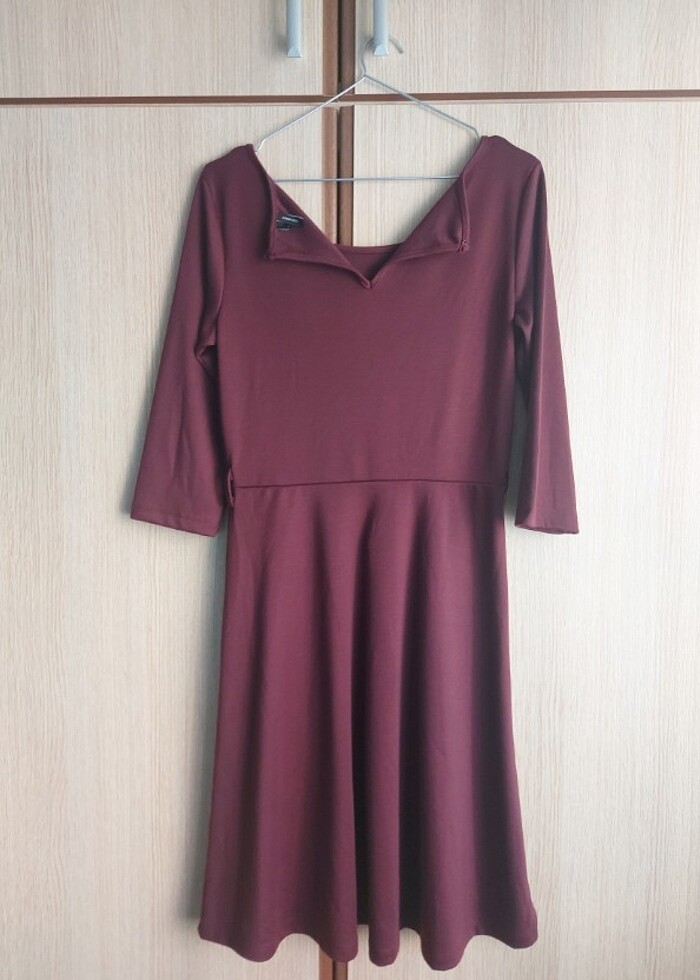 Bordo renk elbise  - Görsel 2