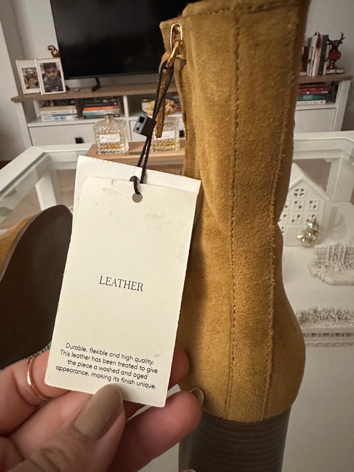 Mango deri topuklu bot - Görsel 4