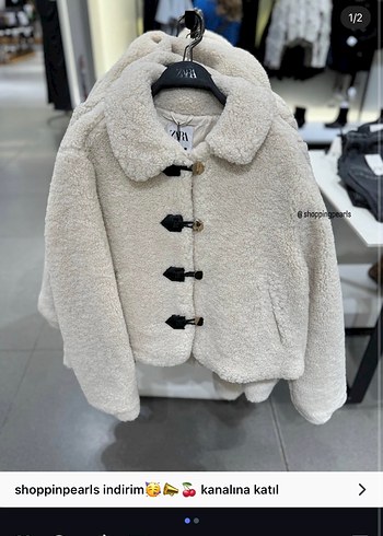 Zara Kürklü Kısa Beyaz Kadın Ceket - Görsel 2