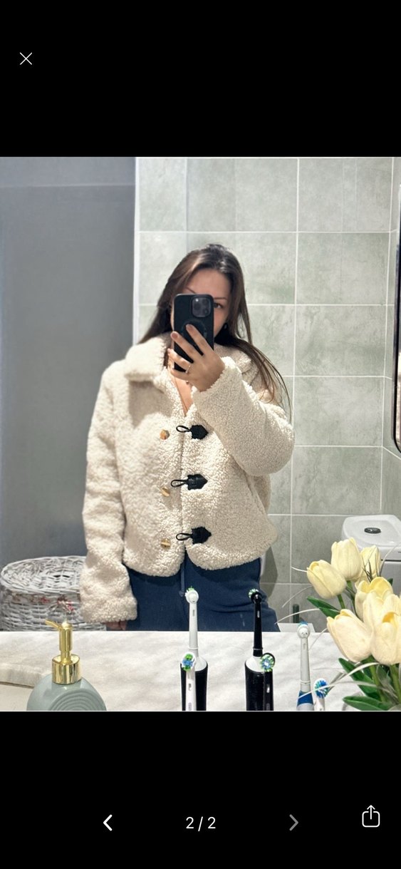 Kadın Beyaz Kürklü Mini Ceket - Görsel 2