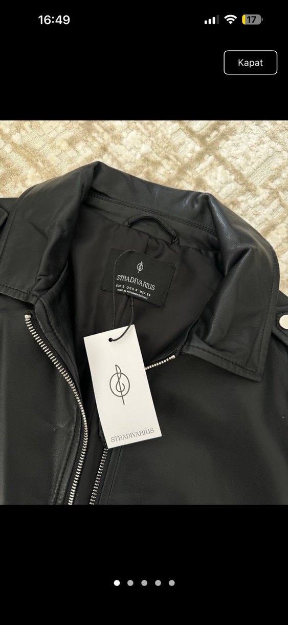 Stradivarius Siyah Deri Ceket - Görsel 2