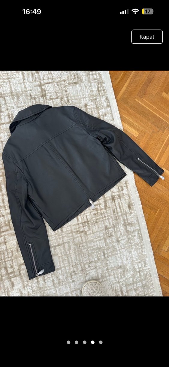 Stradivarius Siyah Deri Ceket - Görsel 4