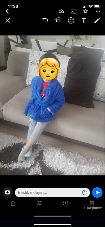 24-36 Ay Beden mavi Renk Çocuk polar sabahlık