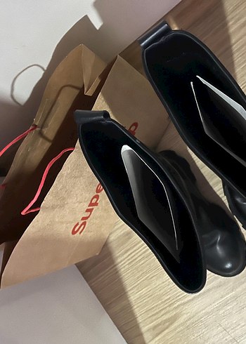 38 Beden siyah Renk Siyah Diz Boyu Lastik Çizme Stiletto Topuklu