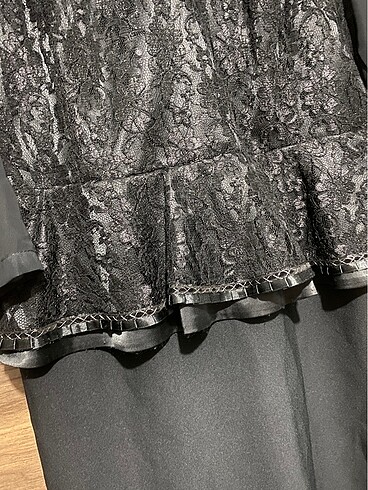 Siyah güpür kalem elbise - Görsel 7