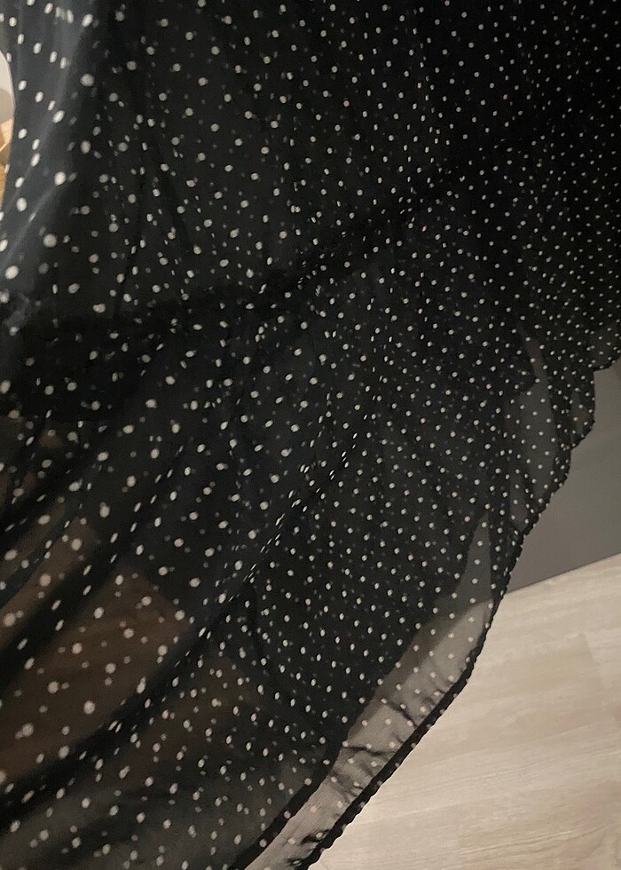 Siyah puanlı şifon uzun elbise - Görsel 3