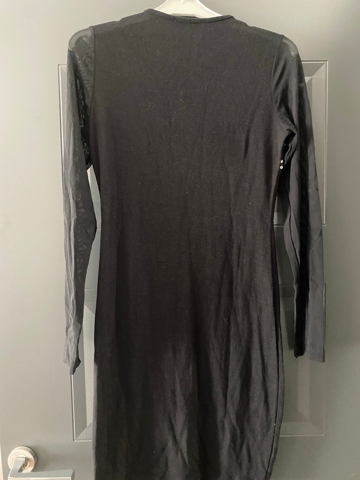 Uzun Kollu Siyah Pul Detaylı Kadın Tunik - Görsel 4